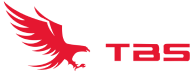 TBS company logo featuring a stylized red eagle next to the letters TBS.