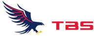 TBS company logo featuring a stylized red eagle next to the letters TBS.